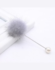 2018 nowy śliczne Charm Symulowane Pearl Broszka Pins Dla Kobiet Koreański Futro pompon Ball Piercing Lapel Broszki Collar Biżut