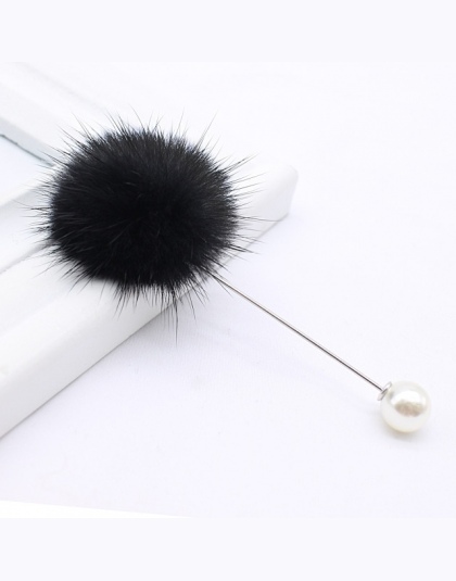 2018 nowy śliczne Charm Symulowane Pearl Broszka Pins Dla Kobiet Koreański Futro pompon Ball Piercing Lapel Broszki Collar Biżut