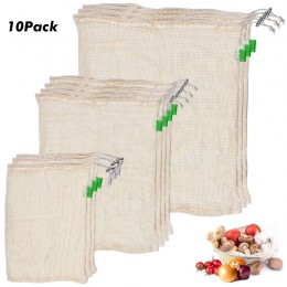 10 sztuk/zestaw, ulegające degradacji bawełniane torba z siatki warzywa bawełniane torba z siatki z siatki owocowej torba torby 