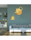 Kreatywny DIY akrylowe filiżanka kawy czajnik 3D zegar ścienny dekoracyjny kuchnia zegary ścienne pokój dzienny jadalnia pokój H