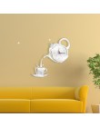 Kreatywny DIY akrylowe filiżanka kawy czajnik 3D zegar ścienny dekoracyjny kuchnia zegary ścienne pokój dzienny jadalnia pokój H