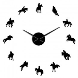 Jeździectwo DIY duży zegar ścienny jeździectwo naklejki dekoracyjne na ścianę wyścigów konnych jazda konna efekt lustra akrylowe