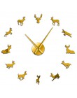 Deer Head DIY gigantyczny zegar ścienny las Deer Hunter nowoczesne poroża jelenia zegar ścienny akrylowe lustro efekt zwierzęta 