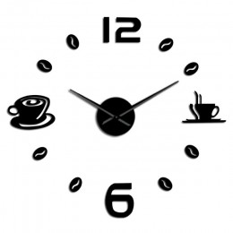 Cafe DIY duży zegar ścienny bezramowe gigantyczny zegar ścienny nowoczesny Design Cafe kubek do kawy młynek do kawy dekoracje śc