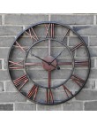 Nowy 3D okrągły Retro Roman 47cm z kutego Hollow żelaza rocznika duży wyciszenie dekoracyjne zegar ścienny na ścianie dekoracji 
