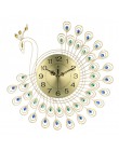 Duży 3D złoty diament naścienny zegar z pawiem metalowy zegarek do dekoracji salonu w domu zegary diy rzemiosło ozdoby prezent 5