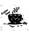 3D DIY kawy zegar czasu akrylowy zegar ścienny nowoczesny dla kuchni wystrój domu puchar kształt naklejki ścienne Hollow liczebn