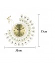 Duży 3D złoty diament naścienny zegar z pawiem metalowy zegarek do dekoracji salonu w domu zegary diy rzemiosło ozdoby prezent 5