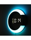 Analogowy cyfrowy zegar z podświetlaną tarczą okrągły półksiężyc dekoracja wielofunkcyjny modny nowoczesny