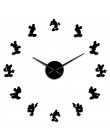 Cartoon Mouse DIY gigantyczny zegar ścienny Cartoon Kid dekoracja ścienna do pokoju DIY wiszące zegary ścienne lustro efekt bezr