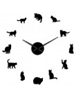 Sylwetka koty ściany Art kocięta DIY gigantyczny zegar ścienny zabawny kotów duża igła Kitty dziewczyna pokój duży ścienny zegar