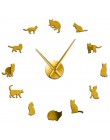 Sylwetka koty ściany Art kocięta DIY gigantyczny zegar ścienny zabawny kotów duża igła Kitty dziewczyna pokój duży ścienny zegar