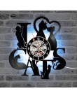 Kocham Koty Record Zegar Ścienny Rocznika LED Winylu Zegar Kotek Sztuki Cicha Unikalne Dekoracyjne Zegar 3D Wiszące CD Ściany ze