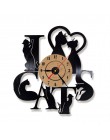 Kocham Koty Record Zegar Ścienny Rocznika LED Winylu Zegar Kotek Sztuki Cicha Unikalne Dekoracyjne Zegar 3D Wiszące CD Ściany ze
