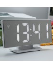 Cyfrowy zegar z budzikiem LED lustro zegar wielofunkcyjny drzemka czas wyświetlania noc LCD lampa biurkowa pulpit budzik kabel U