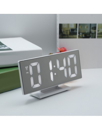 Nowy aktualizacji cyfrowy zegar z budzikiem Led lustro zegar wielofunkcyjny drzemka czas wyświetlania noc Led tabeli pulpit budz