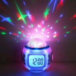LED cyfrowy budzik drzemki Starry gwiazda świecący Alarm zegar dla dzieci dla pokój kalendarz termometr noc projektor świetlny