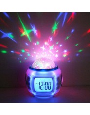 LED cyfrowy budzik drzemki Starry gwiazda świecący Alarm zegar dla dzieci dla pokój kalendarz termometr noc projektor świetlny