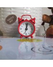 Retro przenośny śliczne Mini Cartoon budzik okrągły numer podwójny dzwon biurko stół cyfrowy zegar do dekoracji domu HX08