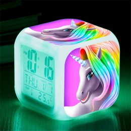 Fajny Zegar LED z budzikiem jednorożec dla dziewczynki cyfrowy dla dziecka