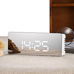 Wielofunkcyjny LED lustro budzik zegar zegar cyfrowy drzemki duży wyświetlacz czasu budzik biurkowy Despertador