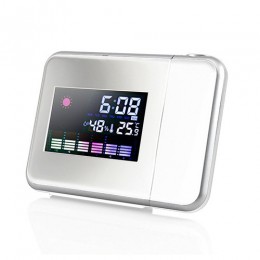 Cyfrowy LCD projekcja LED alarm z wyświetlaczem zegar pogoda funkcja drzemki termometr temperatura wilgotność zegar stołowy wyst