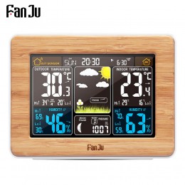FanJu budzik zegarek cyfrowy czujnik temperatury i wilgotności barometr prognoza stacja pogodowa elektroniczny biurko zegary sto