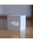 Cube drewniany budzik LED, despertador temperatura, regulacja dźwięku wyświetlacz LED, elektroniczny pulpit tablica cyfrowa zega