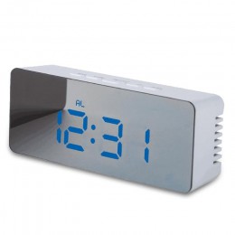 Zegar Stołowy budzik drzemka lustrzany LED cyfrowy z termometrem elektorniczny wyświetlacz lustro