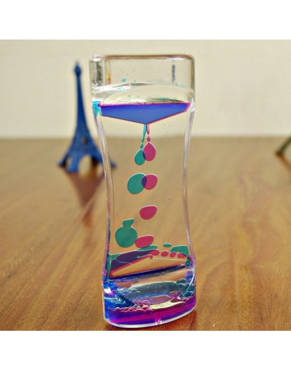 Gorący pływający kolor Mix Illusion zegar płyn Motion Visual Slim płynny olej akrylowe zegar z klepsydrą zegar Ornament biurko