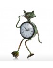 Tooarts w stylu Vintage zegar metalowe Retro Cat dekoracji domu brązu złota wyciszenie zegar stołowy rękodzieło Alarm zegar żela