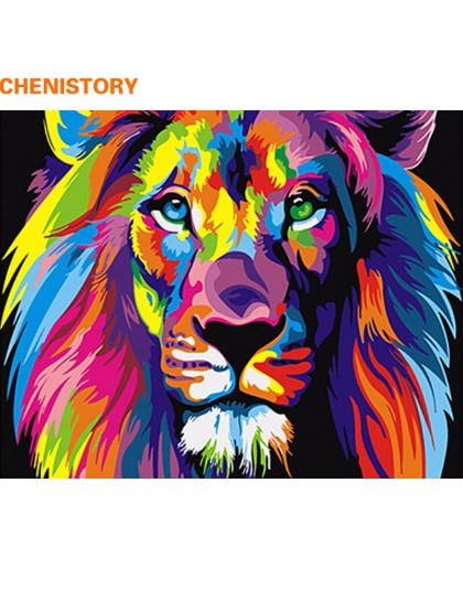 Bezramowe Kolorowe Lwa Zwierzęta Abstrakcyjne Malarstwo Diy Cyfrowe Malowanie Numerami Nowoczesne Wall Art Picture Do Domu Ścian
