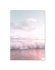 Ocean krajobraz na płótnie plakat Nordic Style plaża różowy data data powrotu (Wall Art Print malarstwo dekoracje obraz skandyna