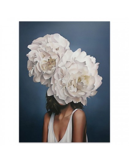 Plakat drukowany do salonu dekoracyjny kwiaty pióra kobieta glamour