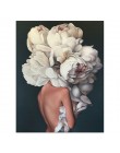 Plakat drukowany do salonu dekoracyjny kwiaty pióra kobieta glamour