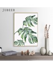 Plakat tropikalne rośliny zielone liście obraz do salonu pokoju styl skandynawski