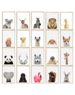 NUOMEGE dla dzieci zwierząt plakat Panda żyrafa słoń obraz na płótnie przedszkole Wall Art Nordic obraz dla dzieci sypialnia dek