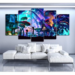 Modułowe płótno obrazy na ścianę 5 sztuk Rick i Morty obrazy Living Room drukowane animacja plakaty wystrój domu ramy