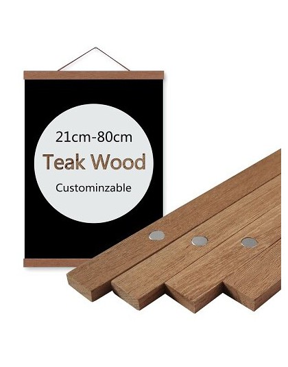 Magnetyczny plakat wieszak rama z drewna tekowego drewniany wieszak rama naturalny obraz ramka na zdjęcia na płótnie Wall Art Cr