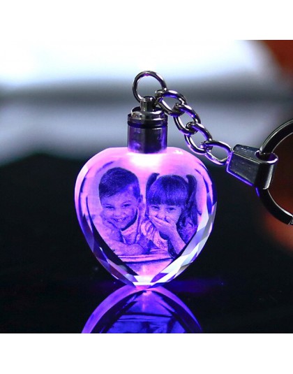 Wykonane na zamówienie kryształowa ramka na zdjęcia prezent dla dzieci szkło w kształcie serca Mini ramka na zdjęcie LED światła