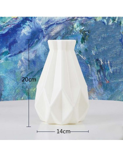 Origami wazon plastikowy mleczny biały imitacja ceramiczna doniczka na kwiaty kosz na kwiaty wazon dekoracji domu Nordic dekorac