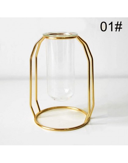 Korzystnym cenowo sklepie Lluxury 1 zestaw Nordic styl szkło żelaza wazon sztuki różowe złoto Ceometric kształt doniczka Home ak