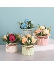 Europejski wazon ceramiczny z sztuczne kwiaty biały zielony niebieski różowy pulpit kryty ogród dekoracji wazony wystrój domu