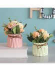 Europejski wazon ceramiczny z sztuczne kwiaty biały zielony niebieski różowy pulpit kryty ogród dekoracji wazony wystrój domu