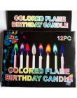 Birthday Party Supplies 12 sztuk/paczka ślub świeczki na tort bezpieczne płomienie deser dekoracji kolorowe płomień wielokolorow