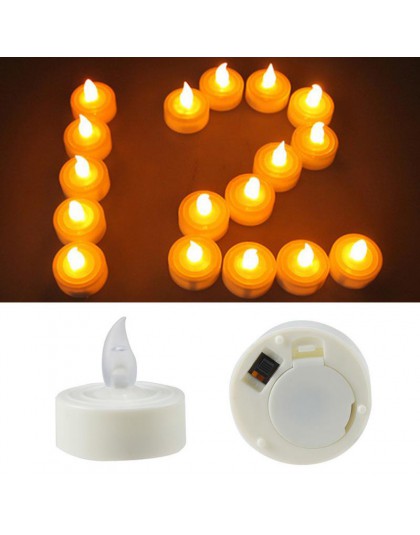 12 sztuk elektroniczny LED świeczki tea light realistyczne zasilane baterią bezpłomieniowe świece dla domu sypialnia Party festi