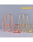 Świeczniki geometryczne wzory metalowe różowe złote glamour