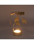 Gorąca przędzenia obrotowy metalowy karuzela świecznik na podgrzewacze stojak światła Xmas prezent kandelabry decorativos de vel