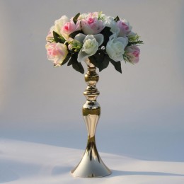 Złote świeczniki 50 cm/20 "metalowy świecznik kwiat wazon stół centralny Event stojak na roślinę doniczkową ołowiu drogowego ślu