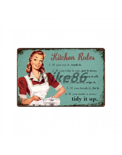 [Mike86] kuchnia zasady nóż widelec łyżka metalowy znak tablica dekoracyjna plakat na zamówienie osobowość malowanie sztuka deko
